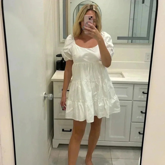 NIA Silvana Babydoll Dress in White - Picture 2 of 9